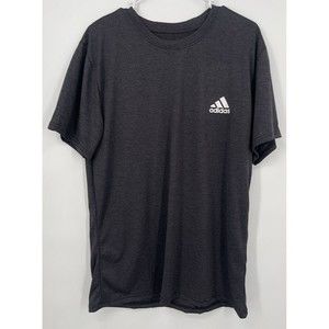 Adidas Mens Short Sleeve Crew Neck Gray T Shirt Size Lg 100%‎ Ployester
